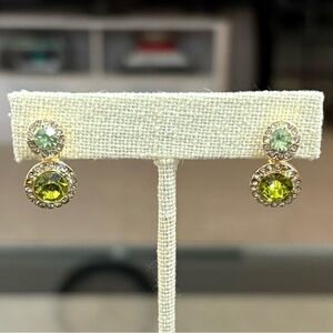 Green Crystal Dangle Earrings